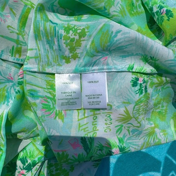 Honda Classic Gold Lilly Pulitzer Tropical Green and Blue Blouse - Picture 9 of 11